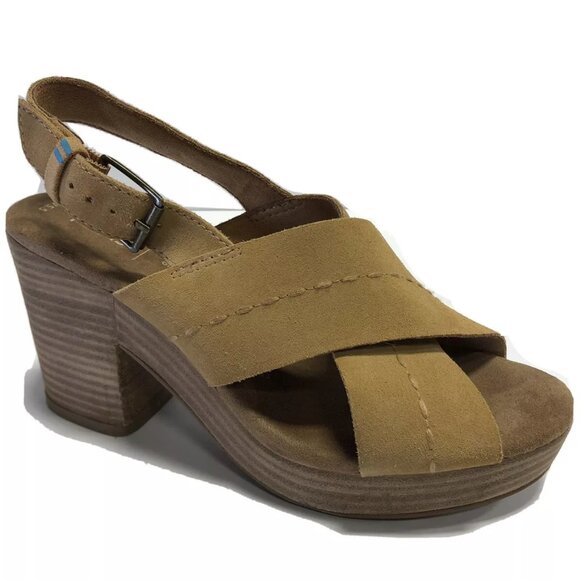Toms Ibiza, Slingback High Heels-Brown Suede, Women's Size 5.5M. - Picture 1 of 7